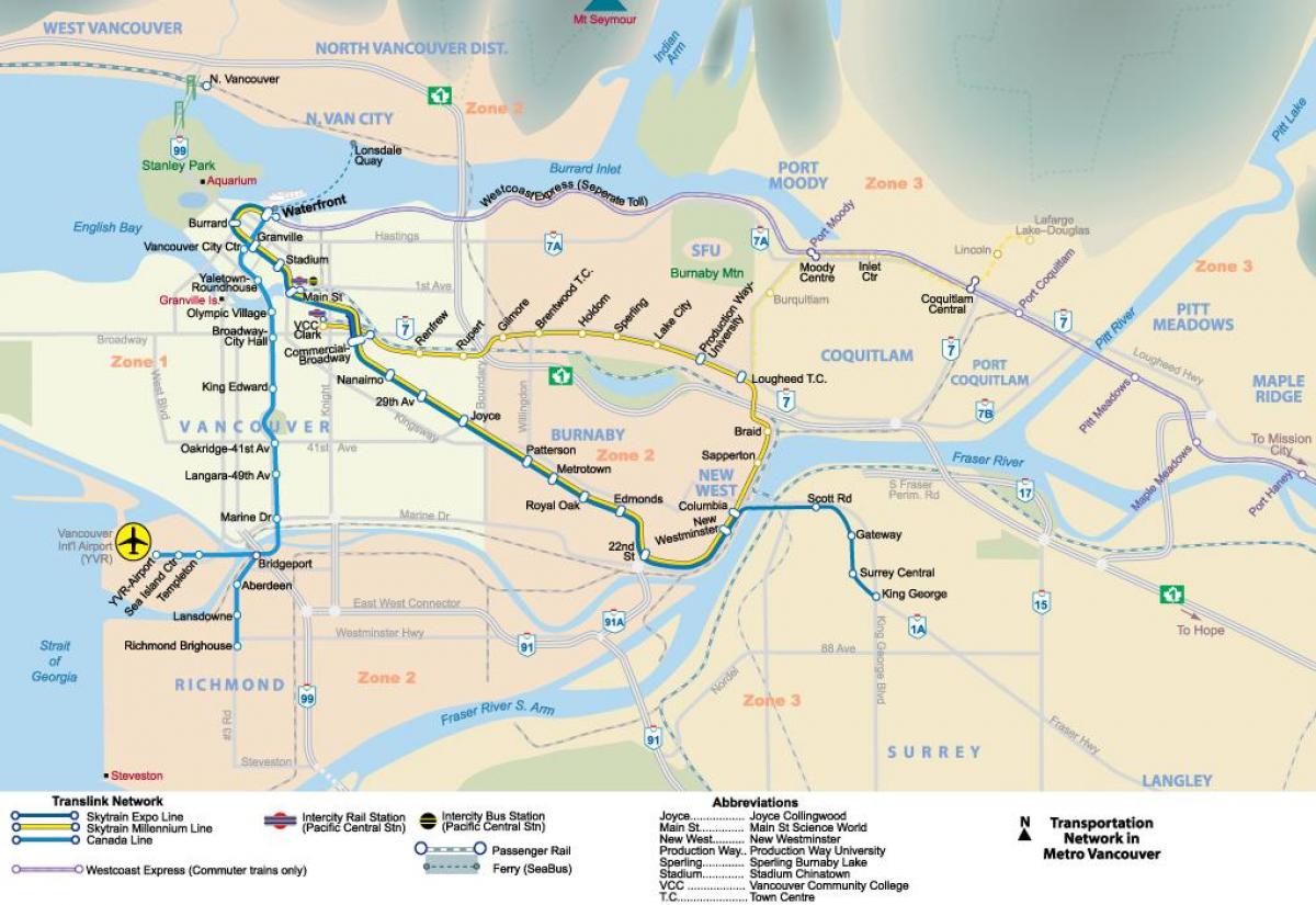 Mapa metro vancouver area