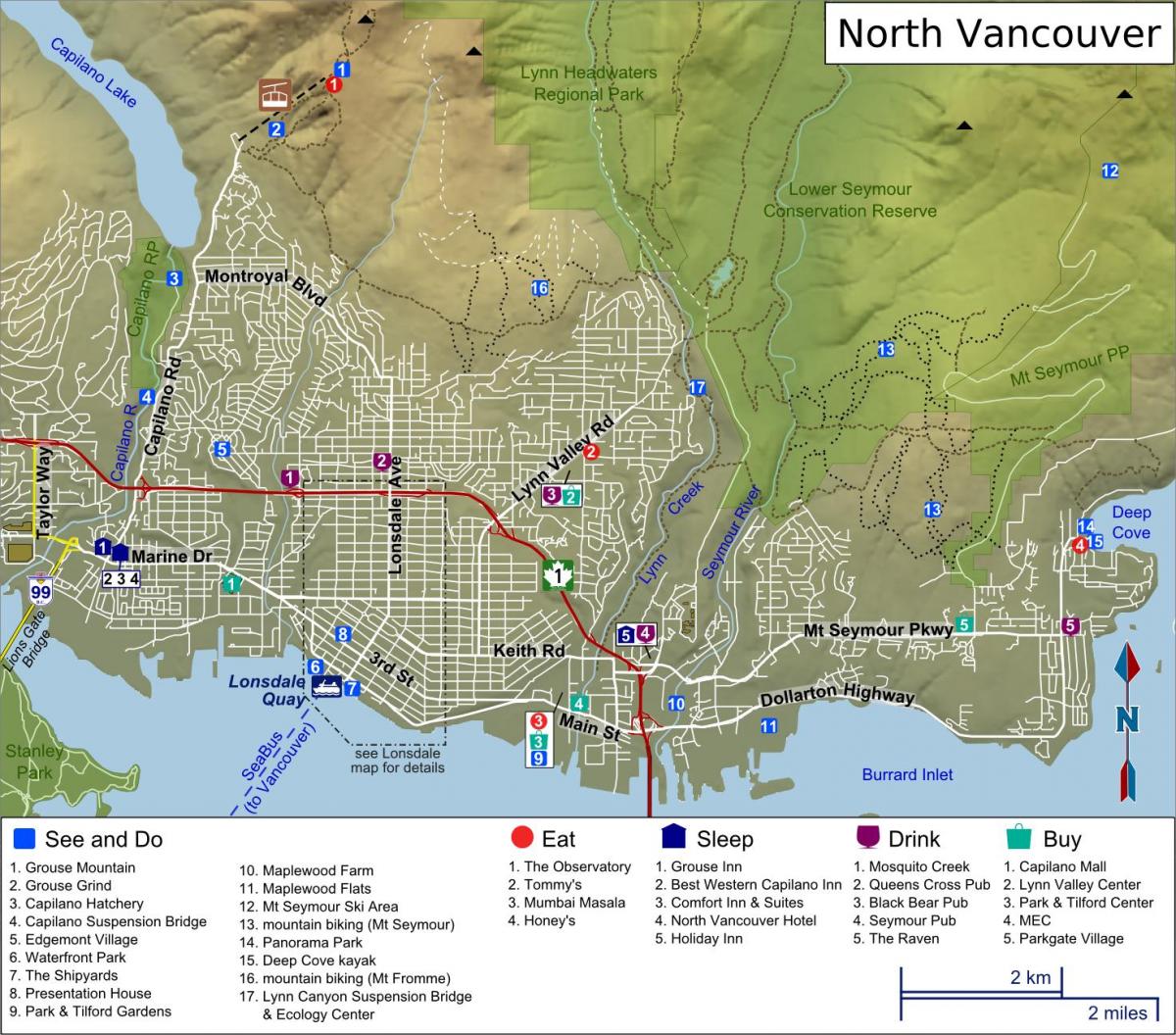 Mapa north shore vancouver