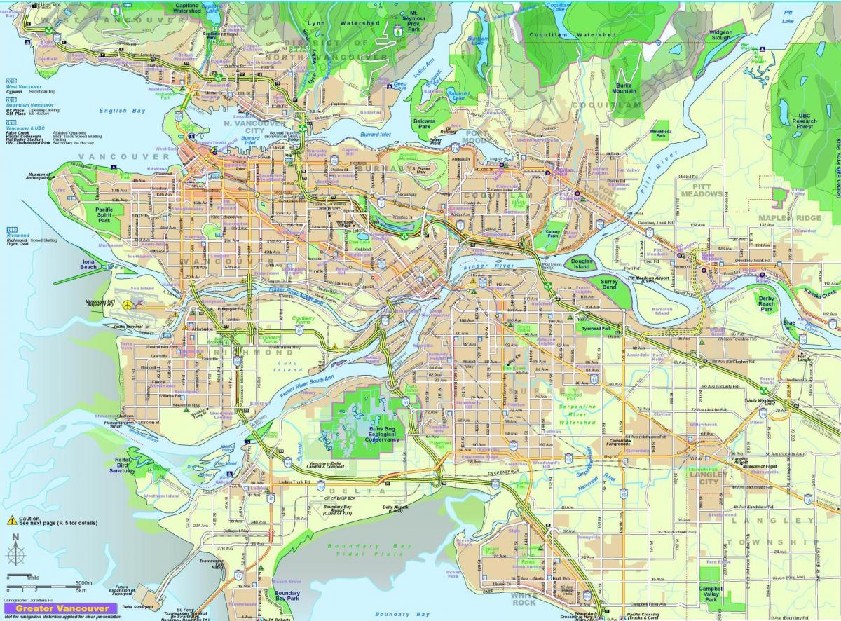hiria mapa vancouver bc, kanadan