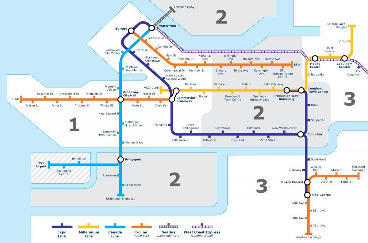 vancouver bc garraio publikoaren mapa