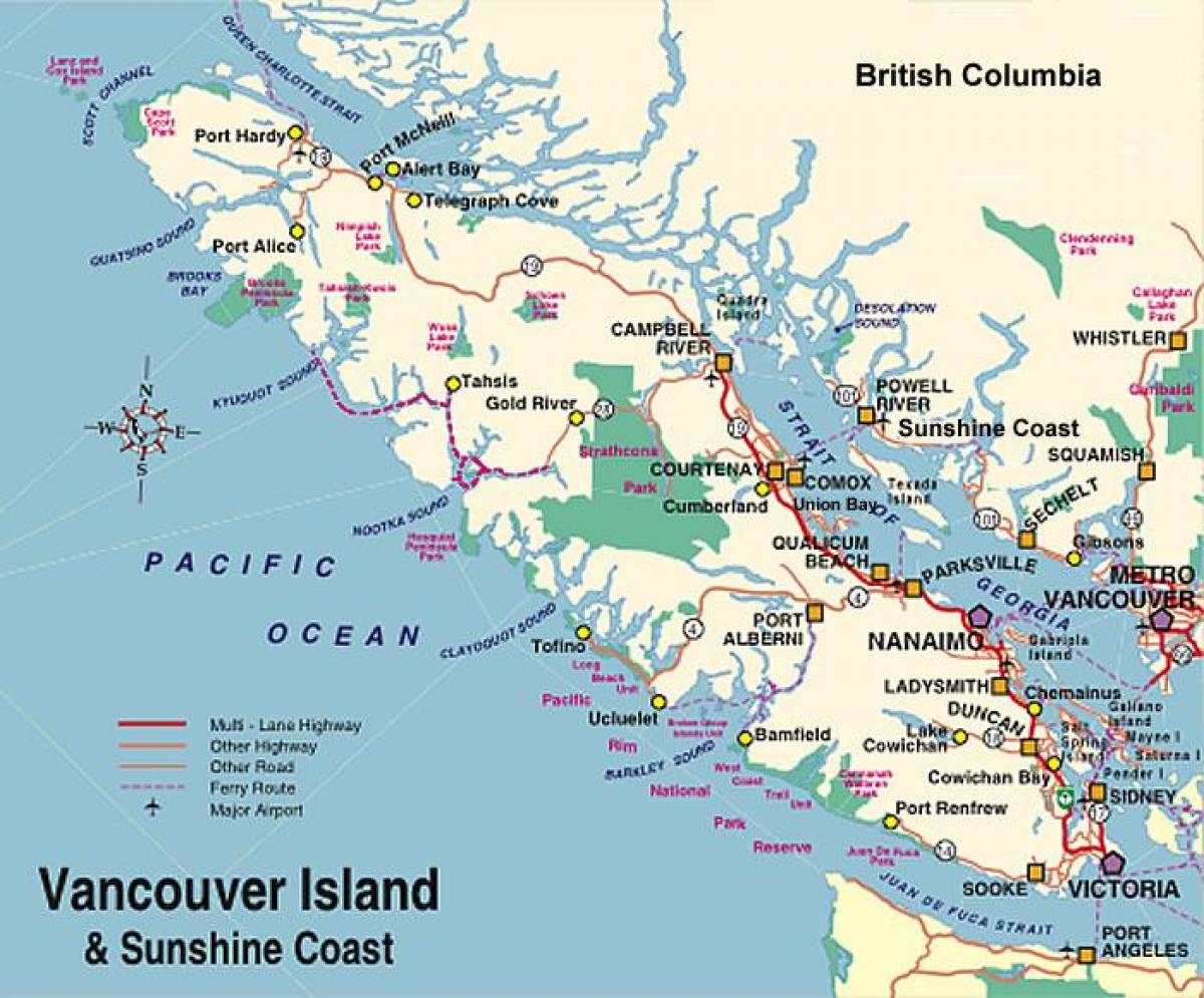 Mapa vancouver island campground 