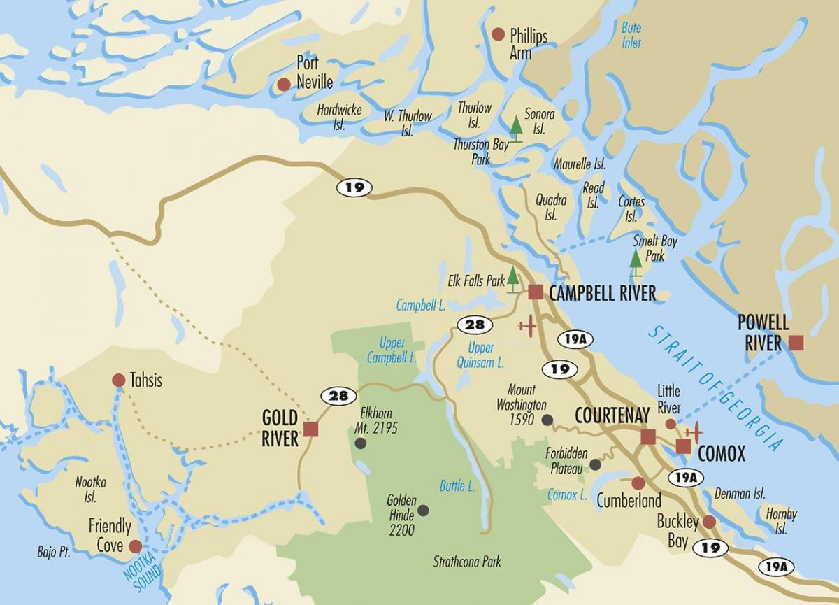 campbell ibaiaren mapa vancouver island