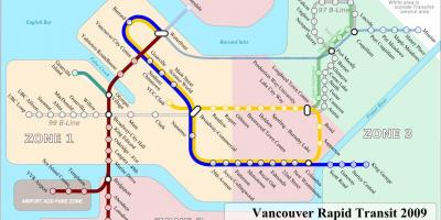 Vancouver skytrain batetik zona mapa