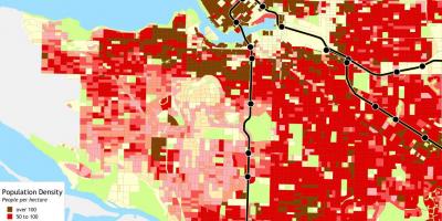 Vancouver biztanleriaren dentsitatea mapa
