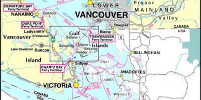 Vancouver island ferry ibilbide mapa